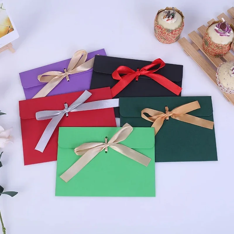 10pcs/  Rope random Special Paper Ribbon Bow Envelope
