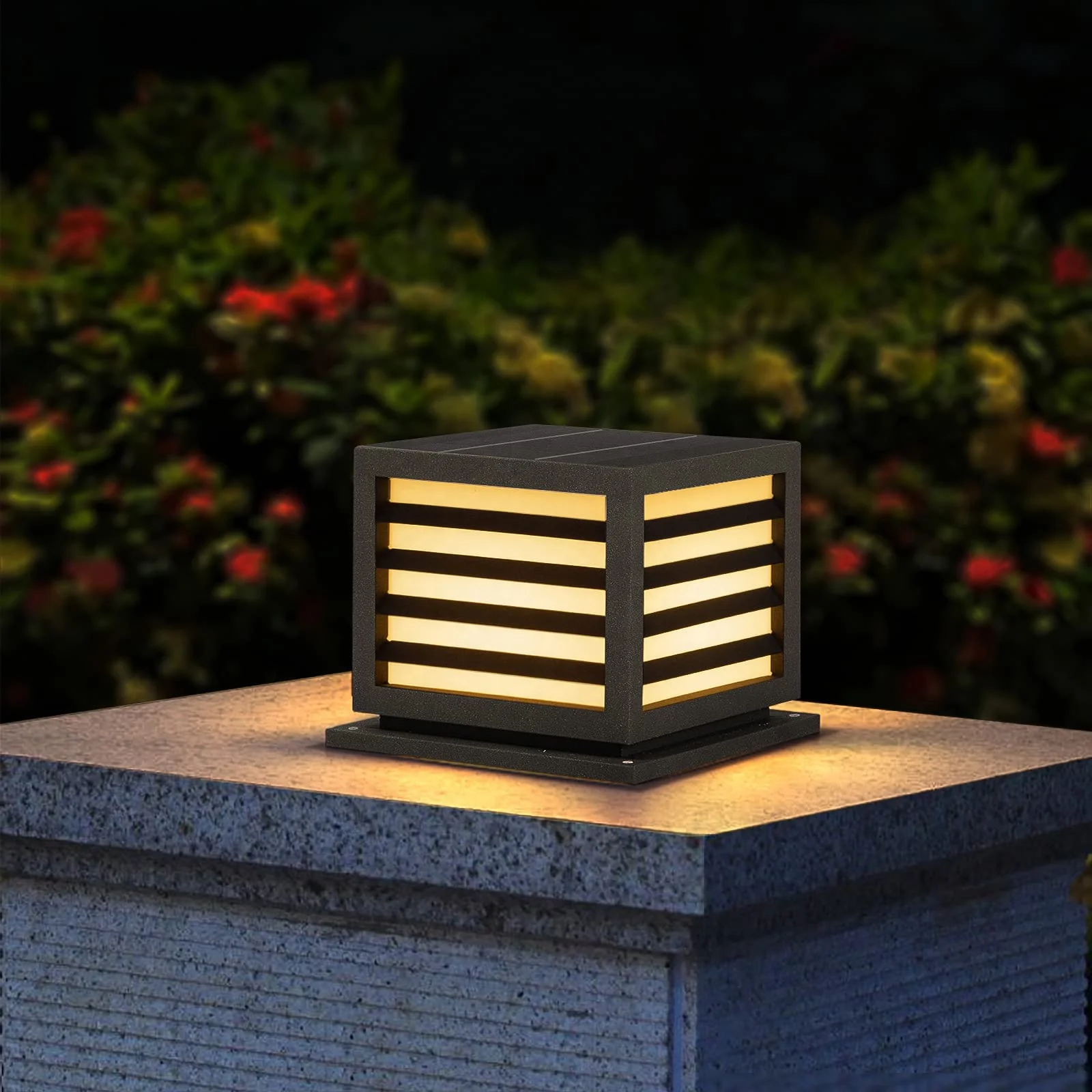 

5W Remote Control Outdoor Solar Post Light LED Landscape Lighting IP54 Waterproof Solar Column Lamp Solar Pillar Light