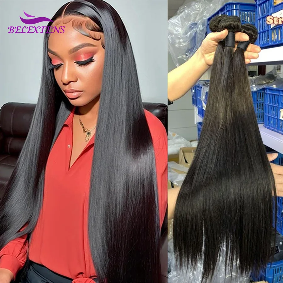 28 32 30 Inch Bundles Soft Bone Straight Human Hair Bundes Brazilian Hair Extensions Human Hair Weave Bundles 3 Days Delivery