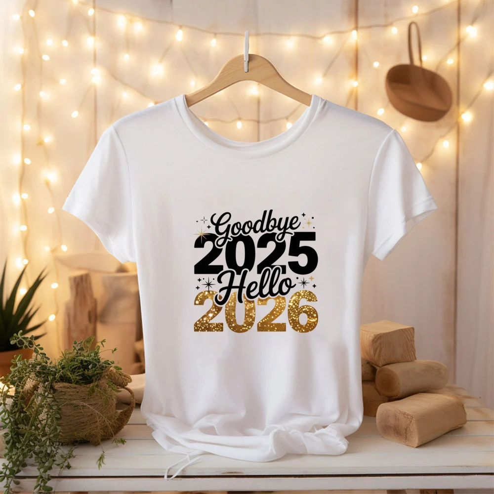 وداعا 2025 مرحبا 2026 سنة جديدة سعيدة قمصان عائلية 2026 السنة الجديدة الوالدين والأطفال بلايز رومبير الطفل عطلة الملابس