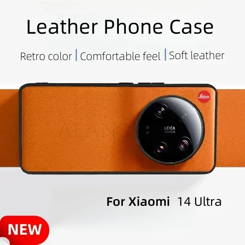 Leather Phone Case For Xiaomi 14 Ultra Cover Shockproof Protective Shell Camera Lens Protector For Xiaomi 14 ultra Back Case