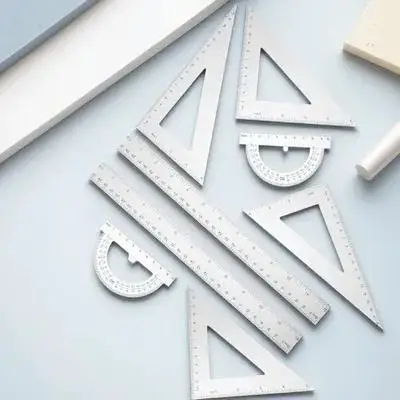 2 مجموعات مثلث مجموعة المنقلة لأداة قياس الرياضيات العمارة الرسم العرض الطلاب الرسم أداة مكتب مقياس البلاستيك