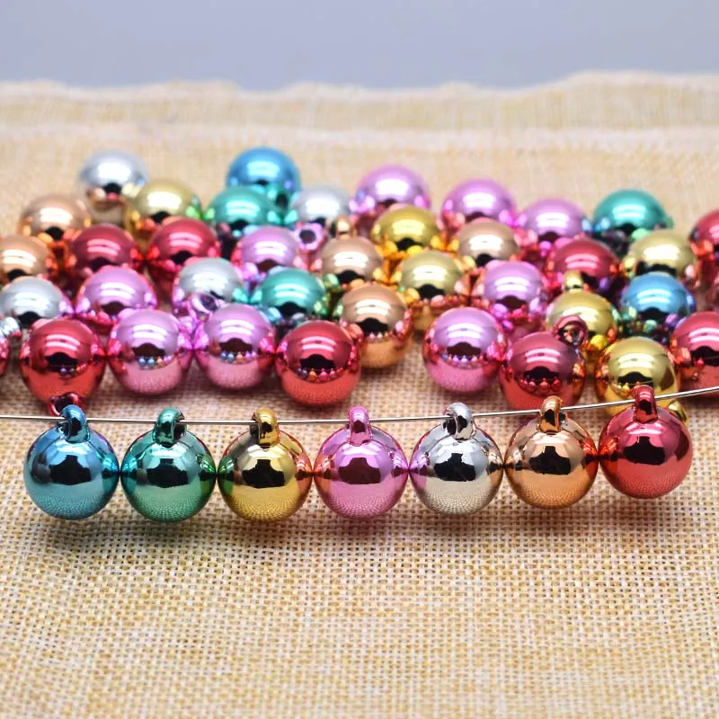 High-quality Color plating 10/50pcs 16mm Acrylic Round Beads Charms Pendants For Jewelry Making Findings DIY Necklace Earrings