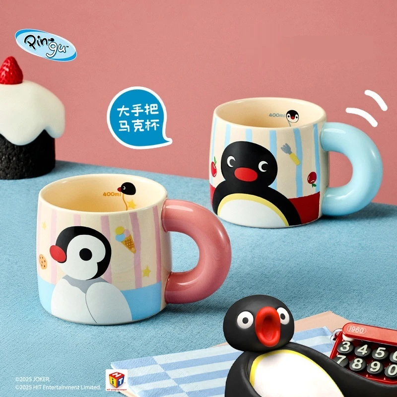 Nette Pingu 460 ml Becher Griff Hochwertige Kawaii Cartoon Tasse Haushalt Keramik Tassen Kaffeetassen Tee Tassen Geburtstag Geschenke