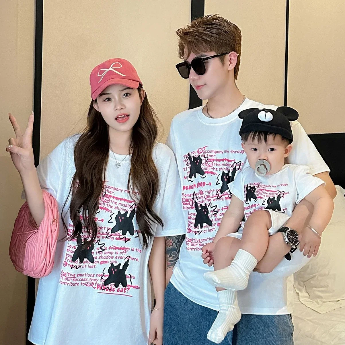 

Parent-child Matching Korea T Shirts Family Cotton Short Sleeve Tee Shirt Father Mother and Daughter Son Clothes Baby Bodysuit