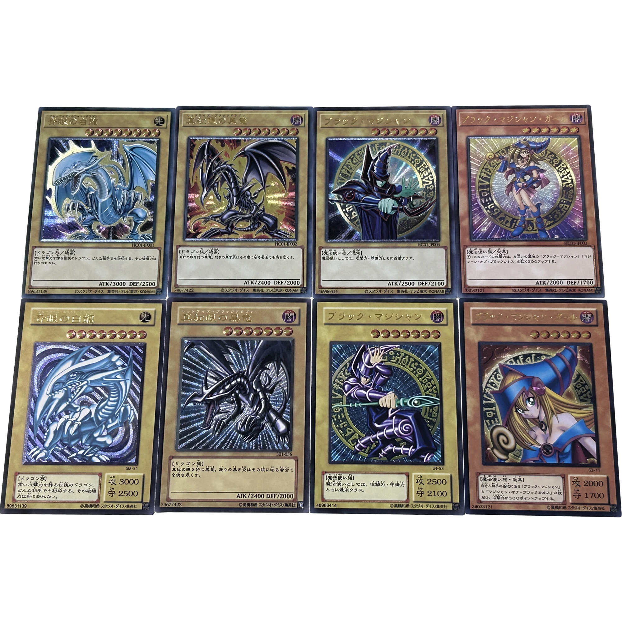 8Pcs/set Diy Yu-Gi-Oh Flash Card Blue-Eyes White Dragon Red-Eyes Black Dragon Dark Magician Girl Anime Collection Card Gift Toy