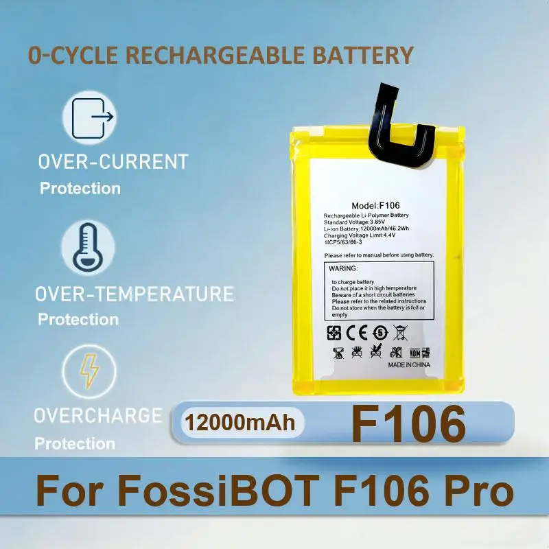 F106 Three proof smartphones Battery For FossiBOT F106 Pro 12000mAh Real Capacity