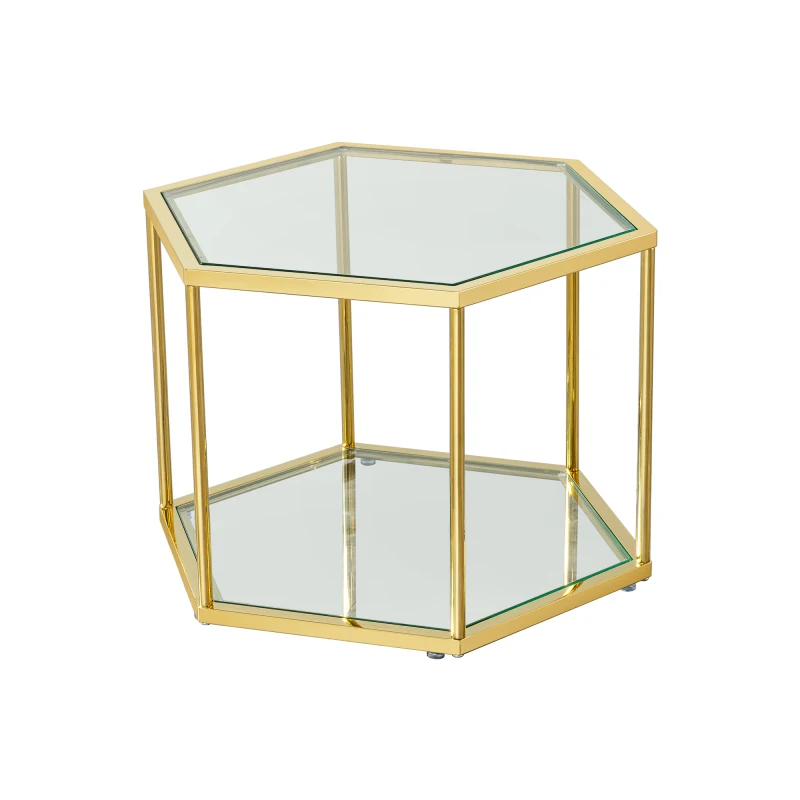 Golden Glass Coffee Table Modern Glass Center Table Hexagonal Modular Coffee Table Small Side Table Suitable For Living Room