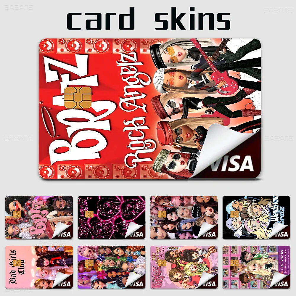 Bratz Doll Cartoon Credit Card Skin Stickers for Bank Card Bus Metro Card Sticker Waterproof Women Gift