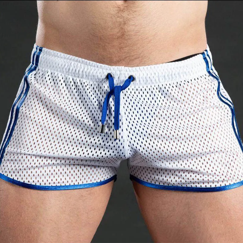 

New Muscle Fitness Men's Sports Beach Shorts Leisure Quick-dry Perforated Breathable Drawstring Elastic Waist Short Pants