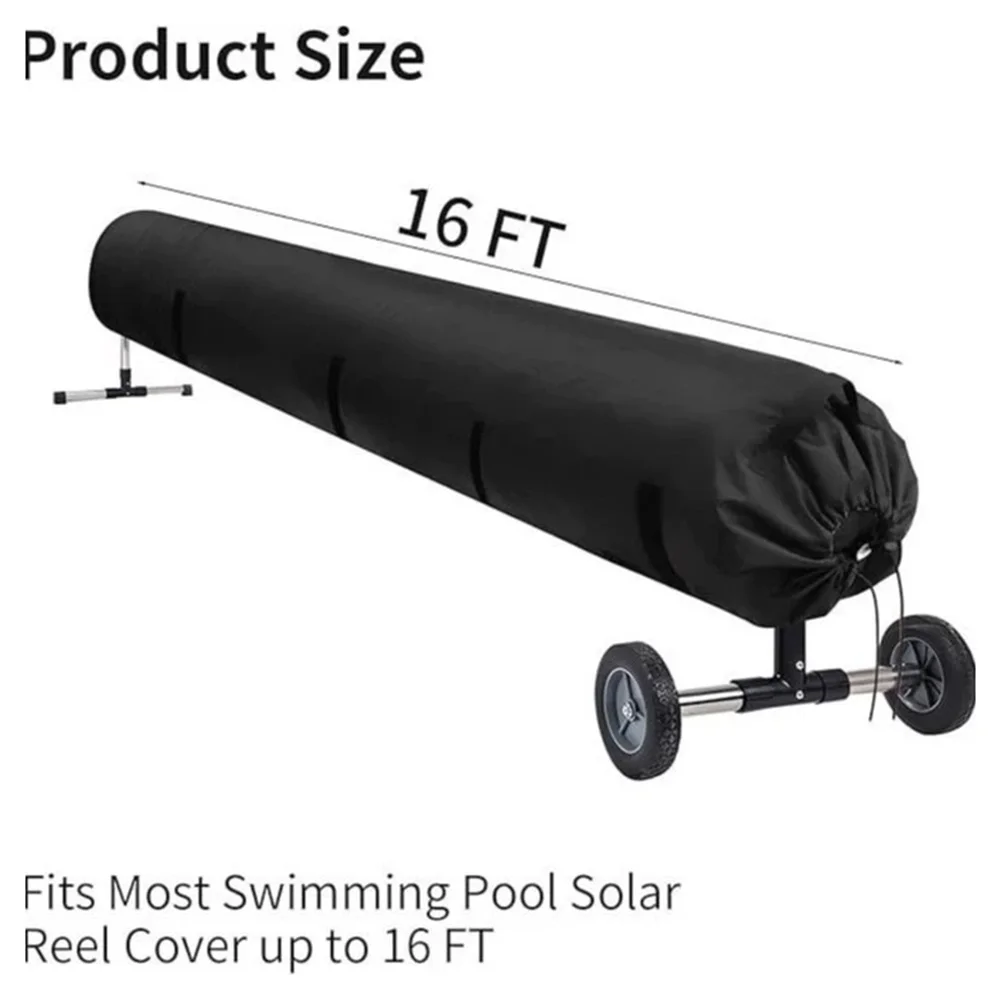 

420D Waterproof Heavy Duty Solar Reel Cover for Above Ground Swimming Pools All Weather Protection with Adjustable Fit