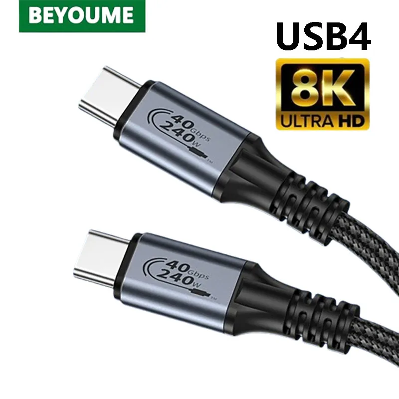 

PD 240W USB C Fast Charge Cable Thunderbolt 4/3 40Gbps Type C TO Type-C Data Transfer Cable 8K@60Hz for iPad Macbook Pro Laptop