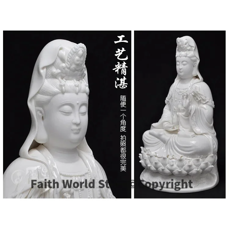 Wholesale Buddha figure # TOP efficacious HOME family Protection Talisman Buddhism FENG SHUI GUANYIN White Ceramic statue