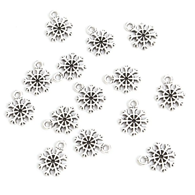 50pcs Retro Snowflake Styling Alloy Charms Simple Christmas Trinkets Accessories DIY Necklace Bracelet Anklet Earrings Pendants