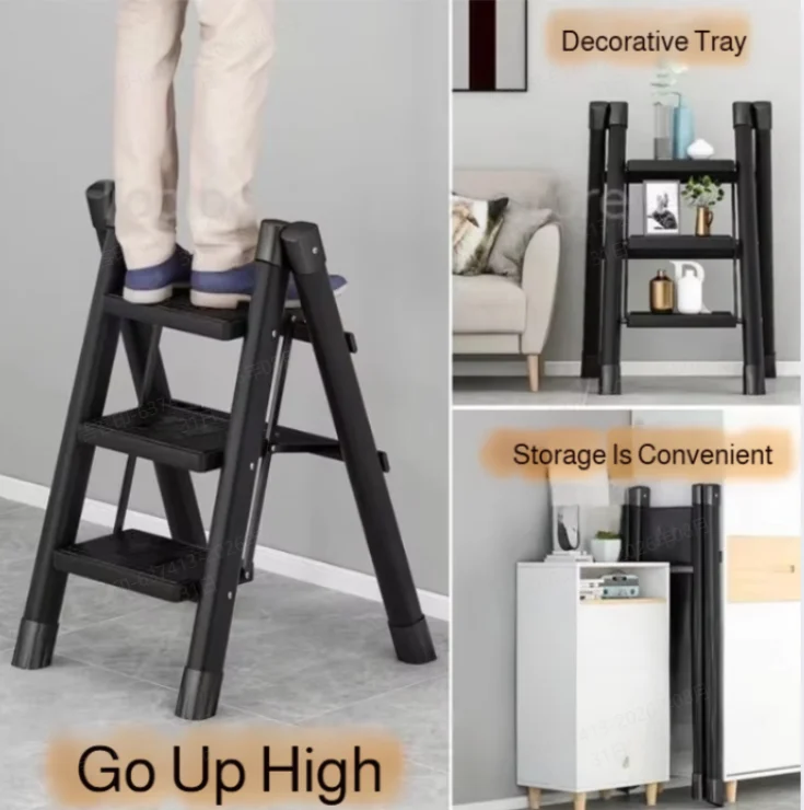 Household Folding telescopic ladder Thickening Carbon Steel Stair Ladder Stool Household Step Stool LadderFolding Stairs image 5