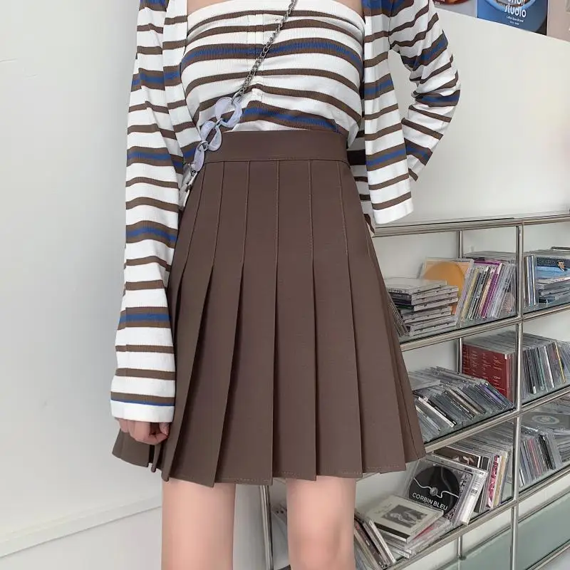 Women\'s Clothing Preppy Style Young Style Fashion Casual Office Lady Loose High Waist Solid Simplicity Thin Summer Mini Skirts