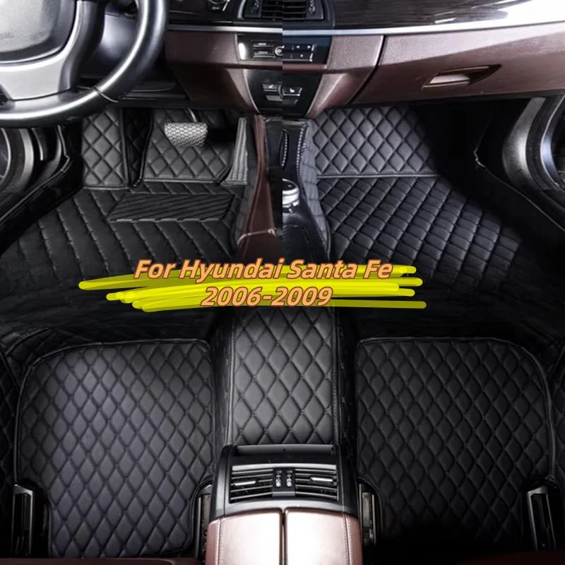 

Custom Car Floor Mats Non-slip Artificial Leather For Hyundai Santa Fe 2006-2009 Auto Carpets Foot Coche Interior Accessories