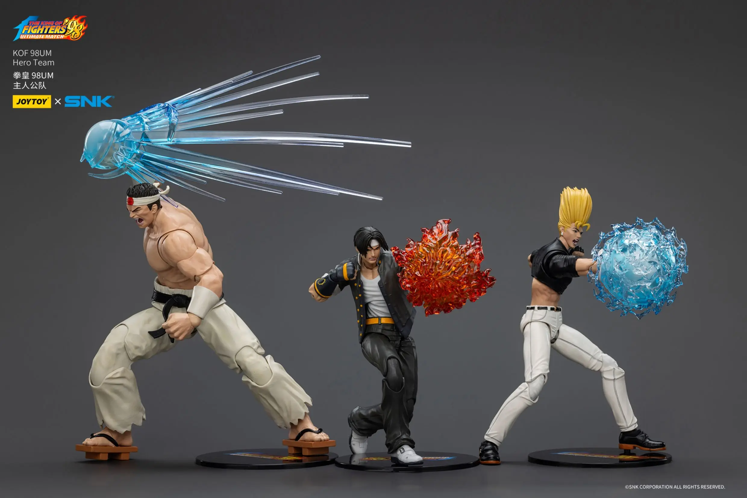 JOY TOY SNK KOF 98UM Hero Team 1/18 Kyo Kusanagi Goro Daimon Benimaru Nikaido Actionfigur Anime Modellsammlung Hobby Geschenke