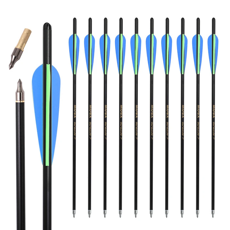 

12PC Short Mixed Carbon Arrow 16 18 20 22 inches Spine400 For Hunting Shooting