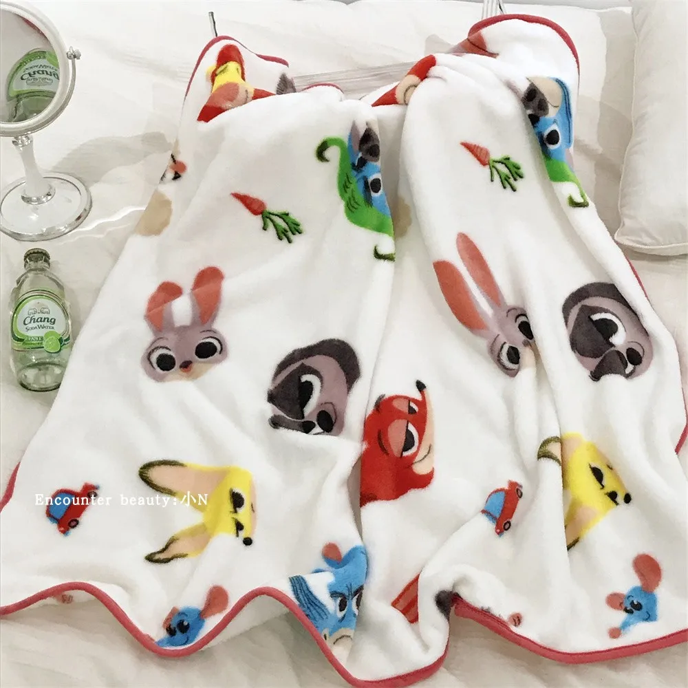 Disney Zootopia Blanket Comfortable Warm Travel Blanket Cartoon Nick Judy Flannel Blanket Car Blanket Bedspread Pillowcase Girl