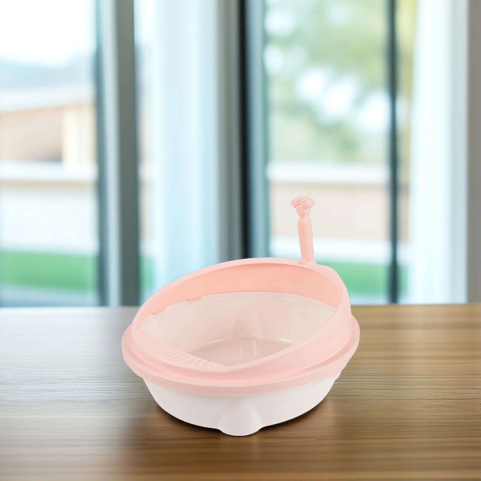 

1Set Cat Litter Box Semi-Enclosed Low Entry Spill Proof Breathable Large Opening Kitten Toilet Portable Travel Litter Box