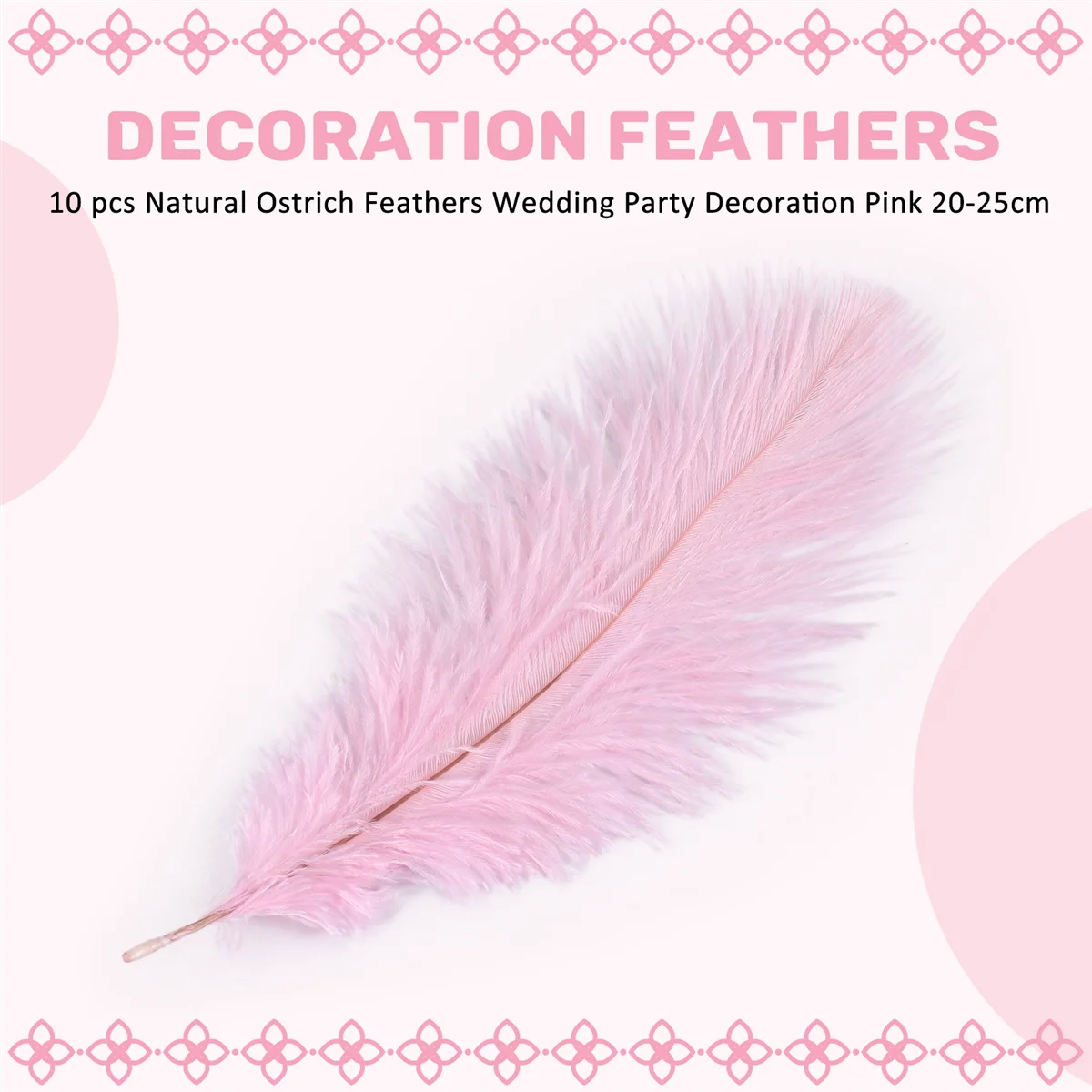 F-3C 10 pcs Natural Ostrich Feathers Wedding Party Decoration Pink 20-25cm