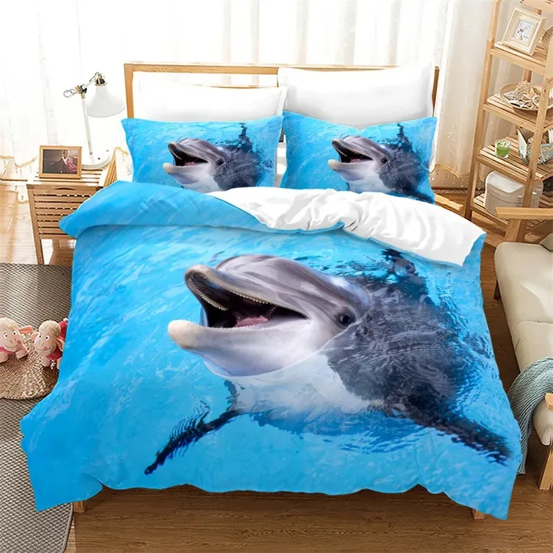 

Dolphin Ocean Animal Bedding Set Boys Girls Twin Queen Size Duvet Cover Pillowcase Bed Kids Adult Home Textileextile