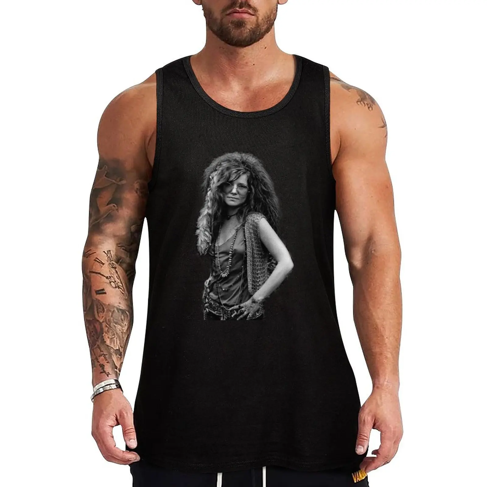 

Janis Joplin Tank Top Men sleeveless tee Men's gym t-shirts gym t-shirts T-shirt Men's gym