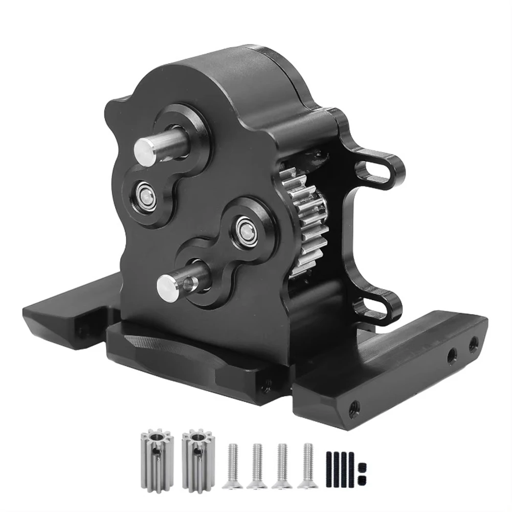 Aluminum Dual Transmission Dig Overdrive Gearbox for 1/10 RC Crawler Car LCG SCX10 Upgrade Parts Black