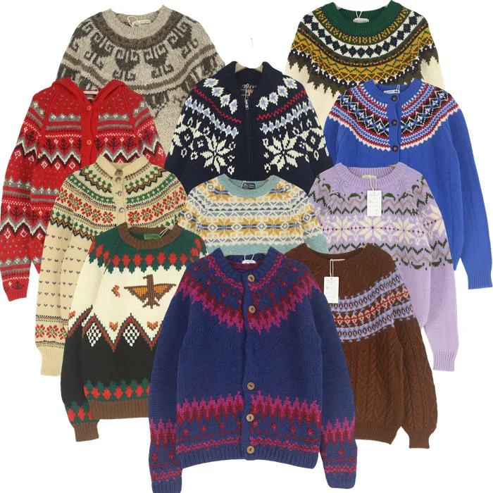 Autumn Winter Unique Nordic Vintage Ice Island Ferris Wheel Open Cardigan Sweater Thi Yarn Hooded Jaet Women's Knitwear
