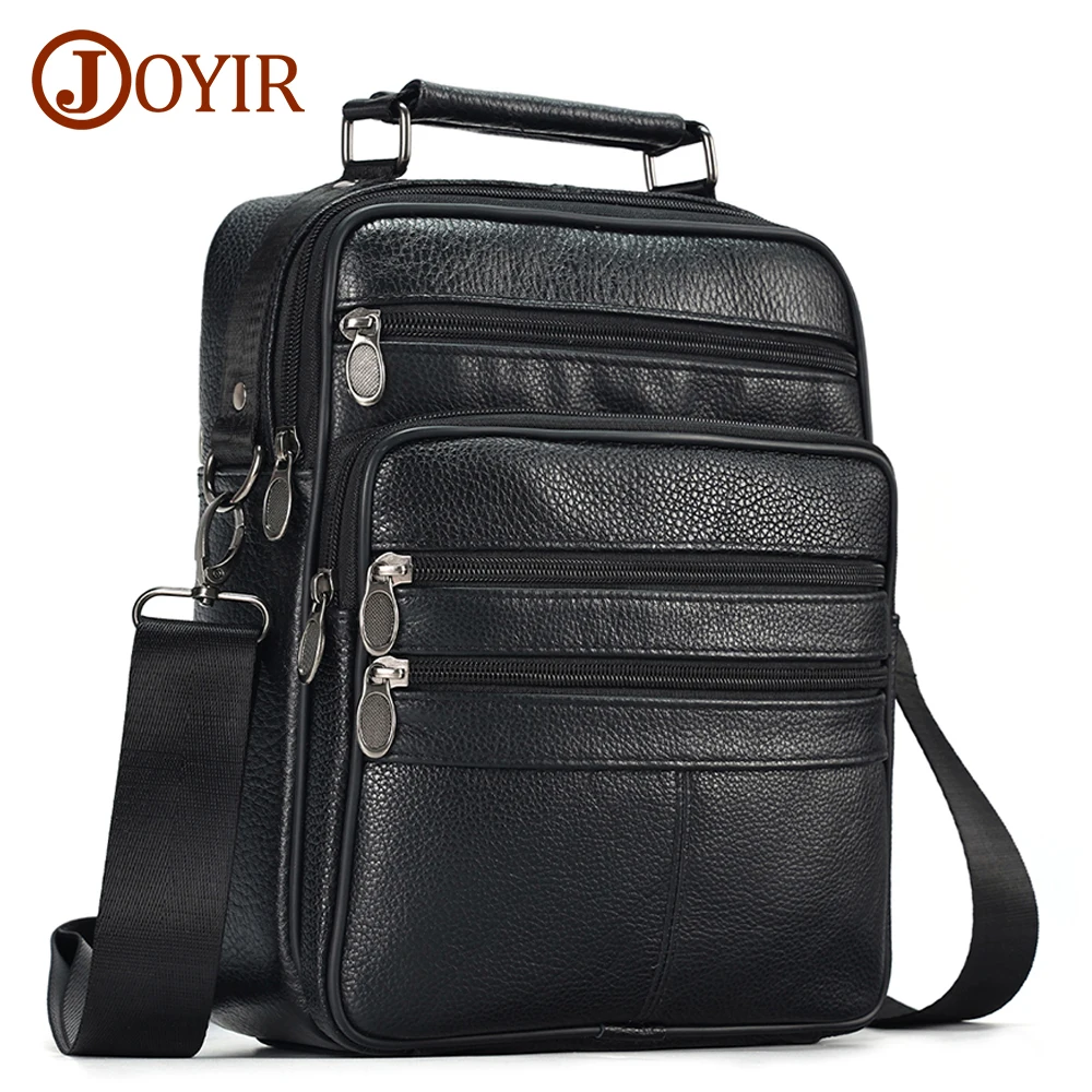 JOYIR Genuine Cowhide Leather Men Travel Sling Bag Casual Shoulder Crossbody Bags for Male Casual Messenger Bag Satchel Bags