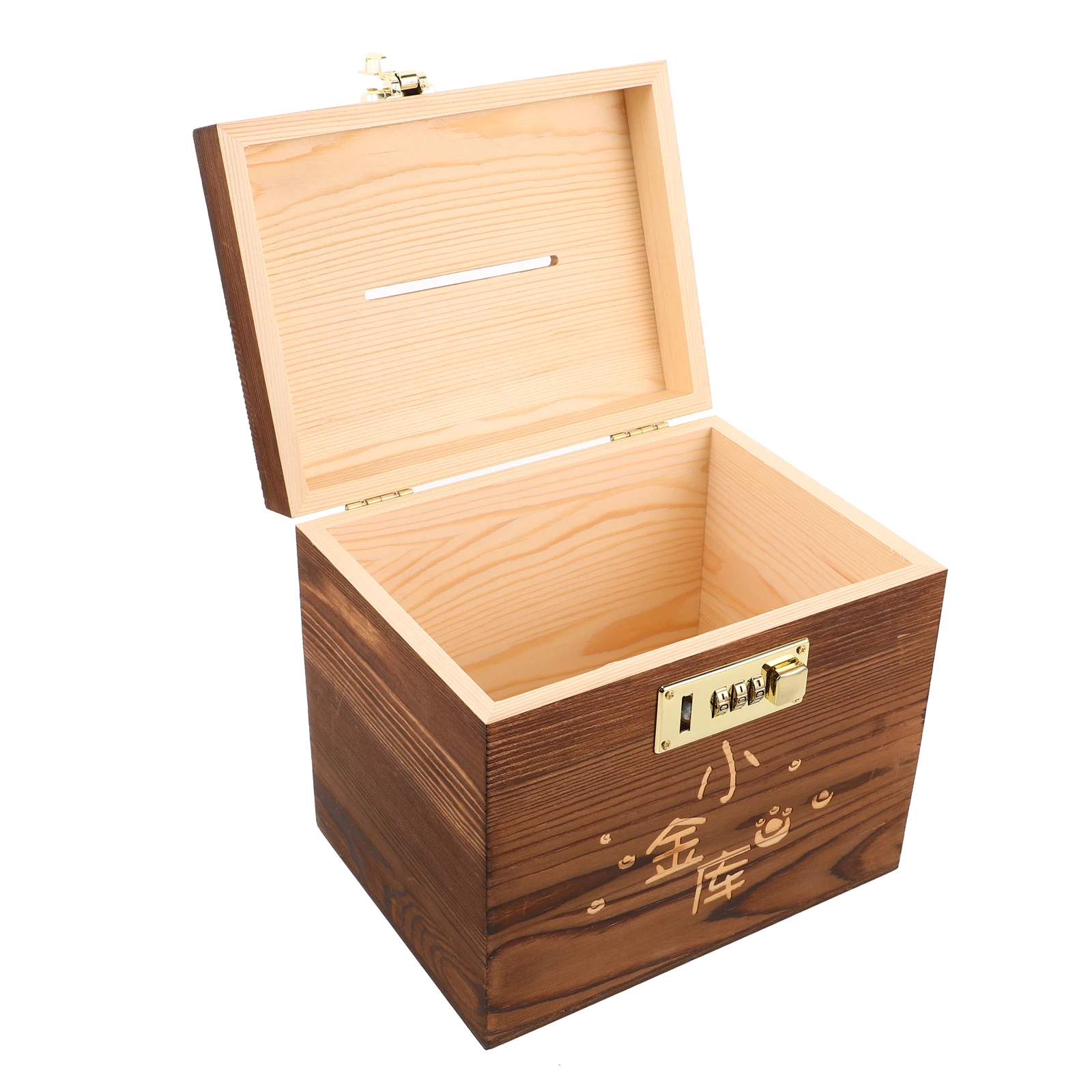 

with Lock Children's Savings Box Piggy Bank for Kids Pine Wood Vintage Coin Boxes