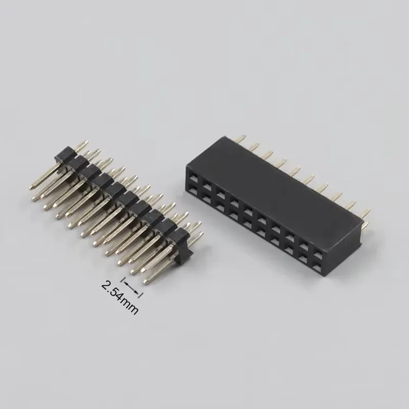2.54mm Pitch Through Hole Vertical Double Row 10 20 Pin Male Female Receptacle Connector Set PCB Connector