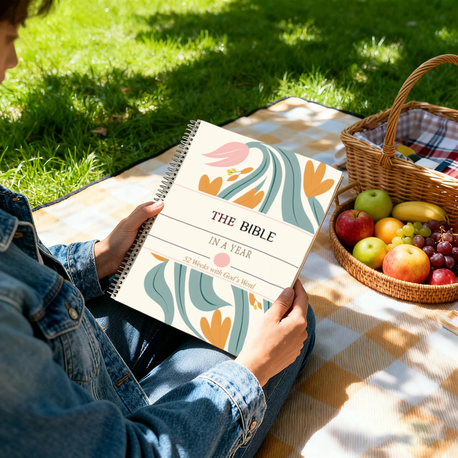 دليل دراسة الكتاب المقدس الحلزوني لمدة 52 أسبوعًا - مساحة القراءة والملاحظات اليومية، تصميم زهور الباستيل الرائعة هان الروحي المسيحي