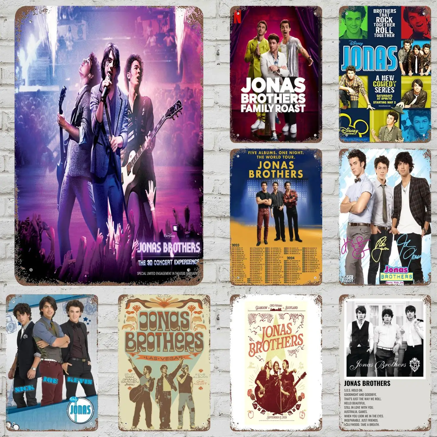

MINISO Jonas Brothers Retro Vintage Tin Sign Poster Decorative Plaque Metal Plate Wall Decor