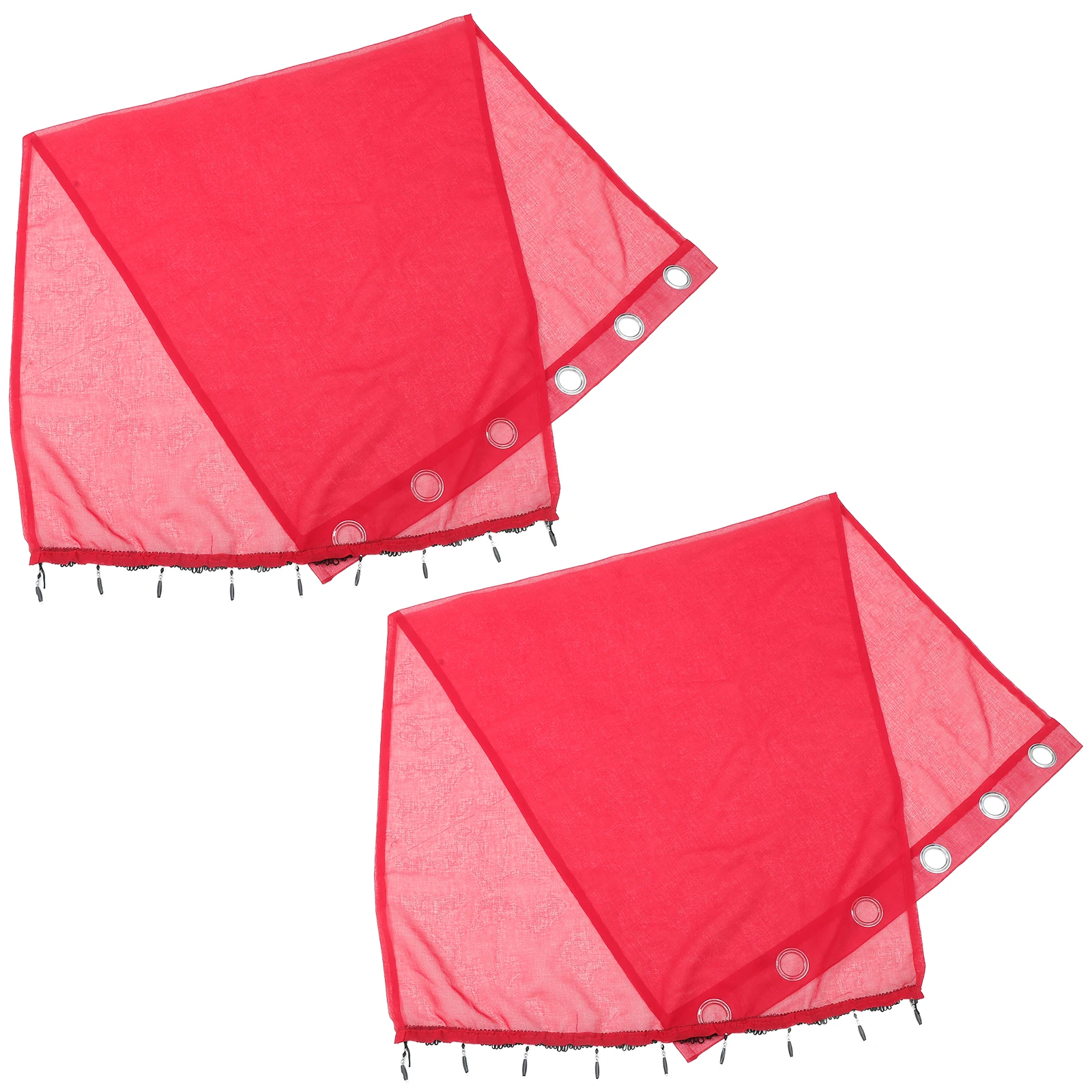 

2 Pcs Solid Color Transparent Curtains for Bedroom Living Room Christmas Sheer Holiday Window Panels Easy Installation Red Decor