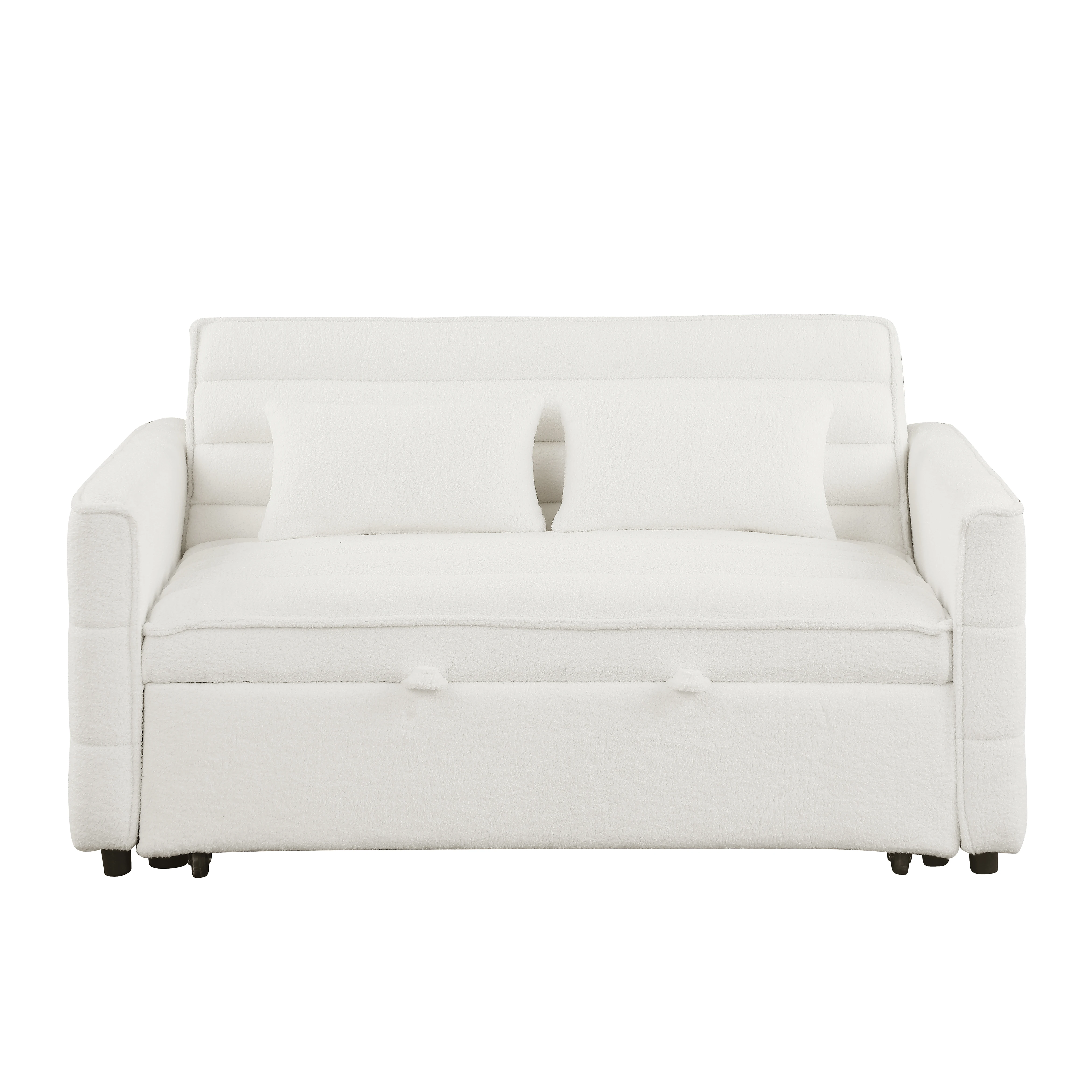Soft Boucle convertible two-bedroom sofa with adjustable back, 2-seater sofa, pull-out bed, 2 waist pillows for small living roo image 2