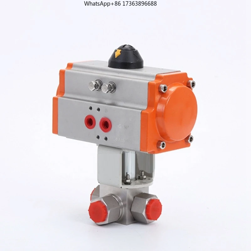 60Mpa 1 1/2inch NPT Thread Forged Stainless Steel 316 600bar High Pressure Hydraulic 3 Way T/L Pneumatic Ball Valve