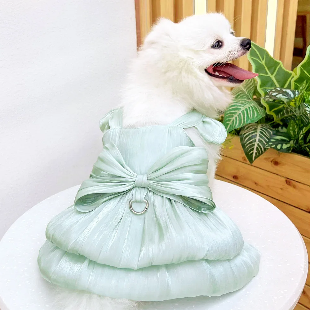 Pet Wedding Dress Dress Bow Skirt Dog Cat Clothing Pull Teddy Bears Spring/Summer Puppy Clothes Dog Clothes for Small Dogs