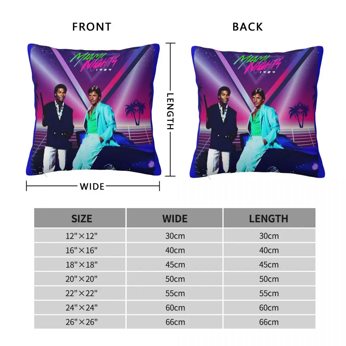 Miami Nights 1984 Pillowcase Polyester Linen Velvet Creative Zip Decorative Sofa Cushion Cover