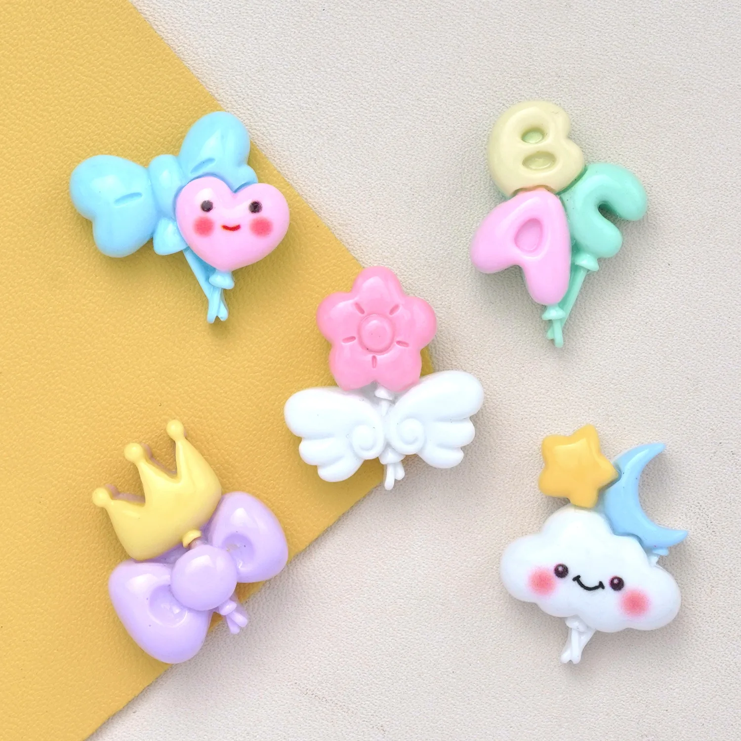 

100pcs Cute Cartoon Flower Balloon Flat Back Resin Cabochon Scrapbooking For Phone Case Decoration DIY Hair Accessories