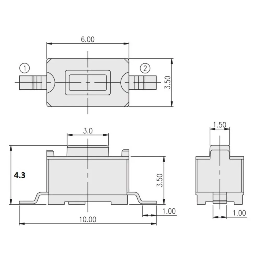 50Pcs Taiwan 3X6X4.3MM Patch 2-foot Touch Key Switch Reset Button Micro Switch Jog Long Foot Switch