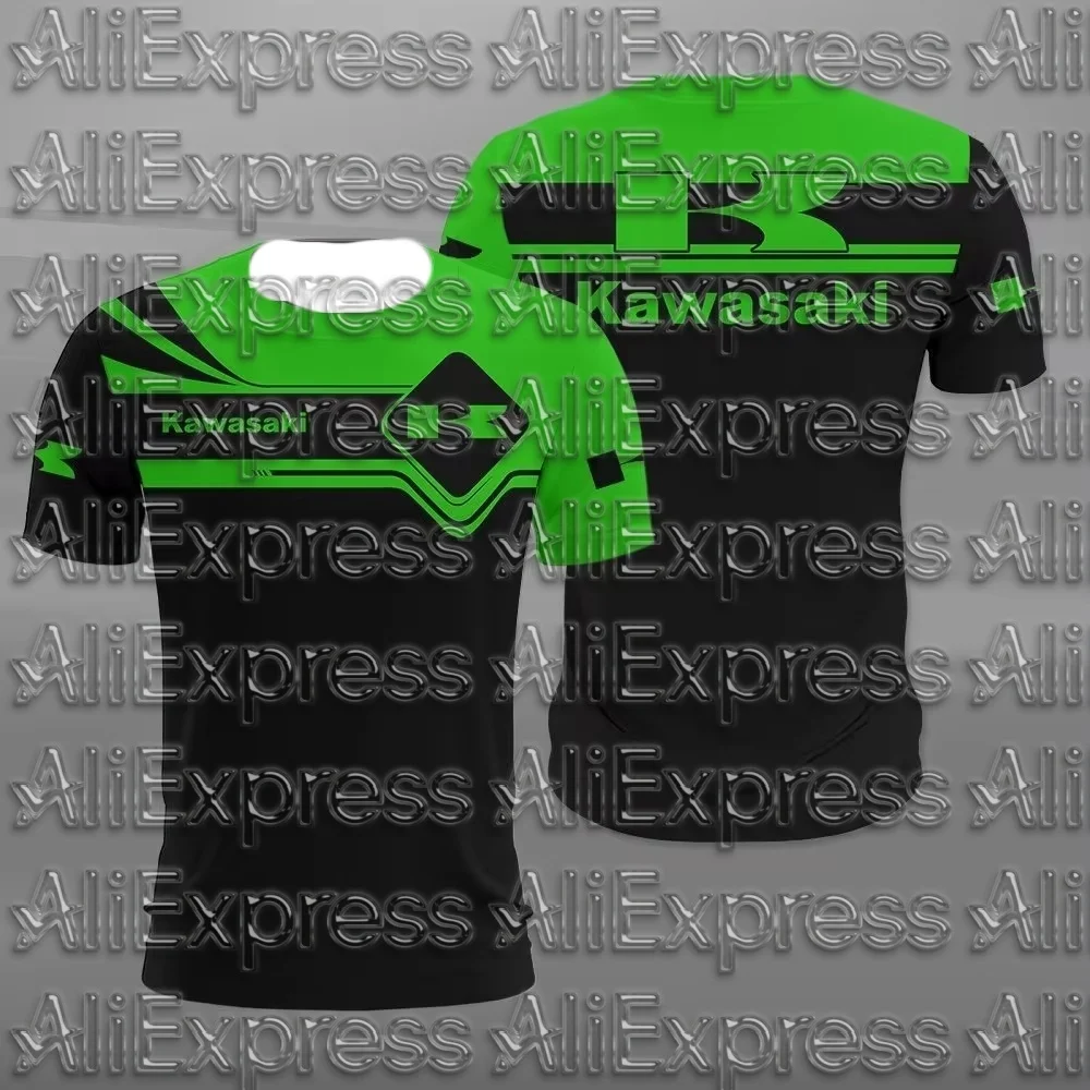 

MOTO Kawasaki Summer Quick drying Breathable Fashion Sports Adult and Children's Mountain Off road Cycling Short sleeved T-shirt