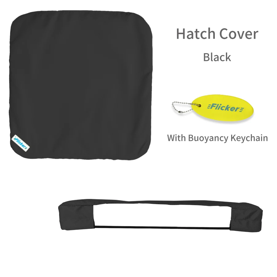 Flicker Marine Hatch Cover in Black, Durable GELAY Oxford Fabric, Sun-Resistant Design, Elastic Cord, Includes Float Keychain