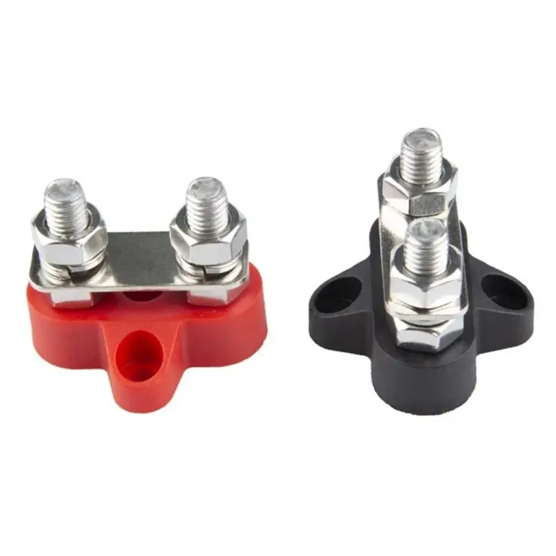 *New! Single/Dual Terminal Block Stud 12-48v Bus Bar Power Terminal Block Positive Negative Fixed Wiring Bolts For Truck Rv Boat view 2
