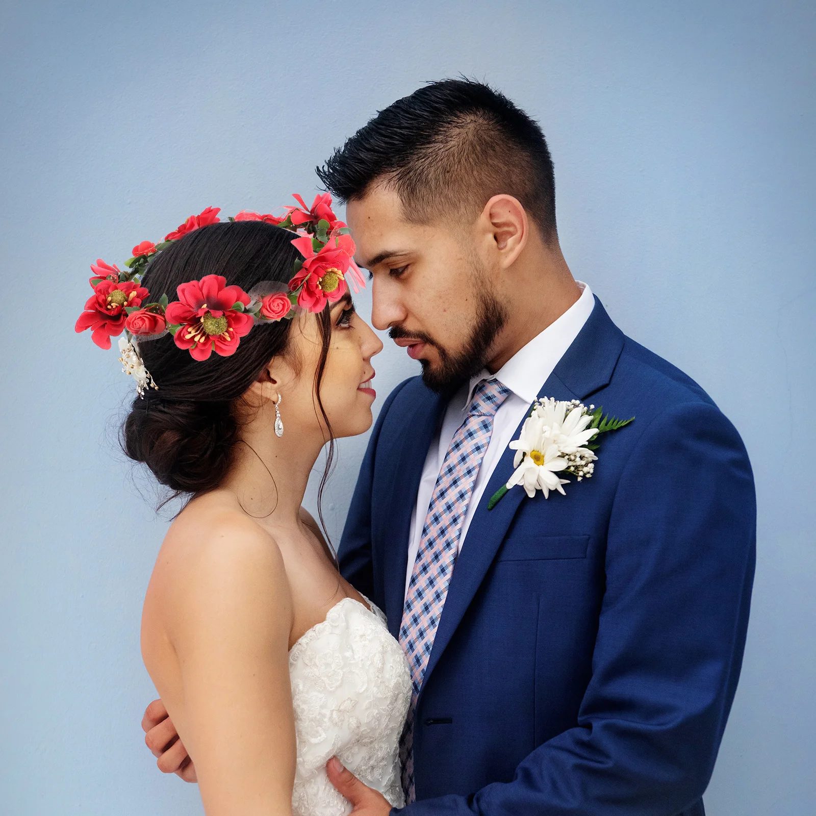 زهرة حمراء هيرباند البوهيمي الأزهار تاج قابل للتعديل أغطية الرأس للتصوير الفوتوغرافي الزفاف إكليل الزهور