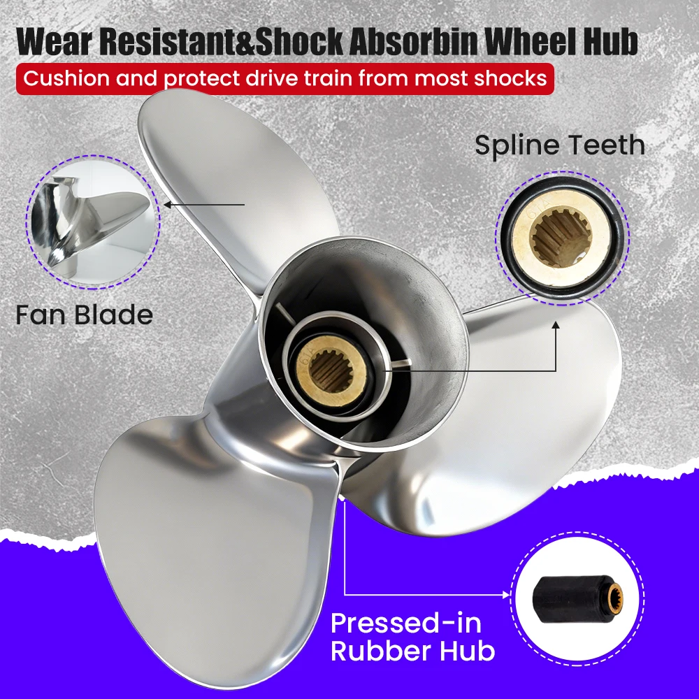 Boat Propeller 14*19 For Honda BFP 60hp BF 75hp BF90 BF115hp BF130hp Stainless Outboaed Engine Part 15 Tooth 58200-87D02-019