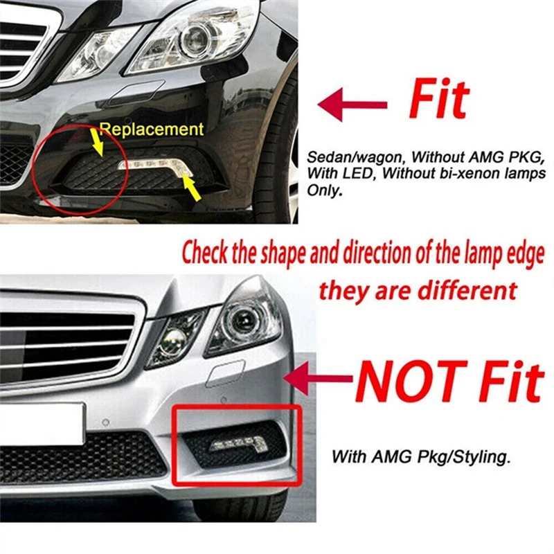 1Pair Front Bumper LED Daytime Running Light For Mercedes W212 E350 E550 E63 2010-2016 A2128200756 A2128200856 Fog Lamp