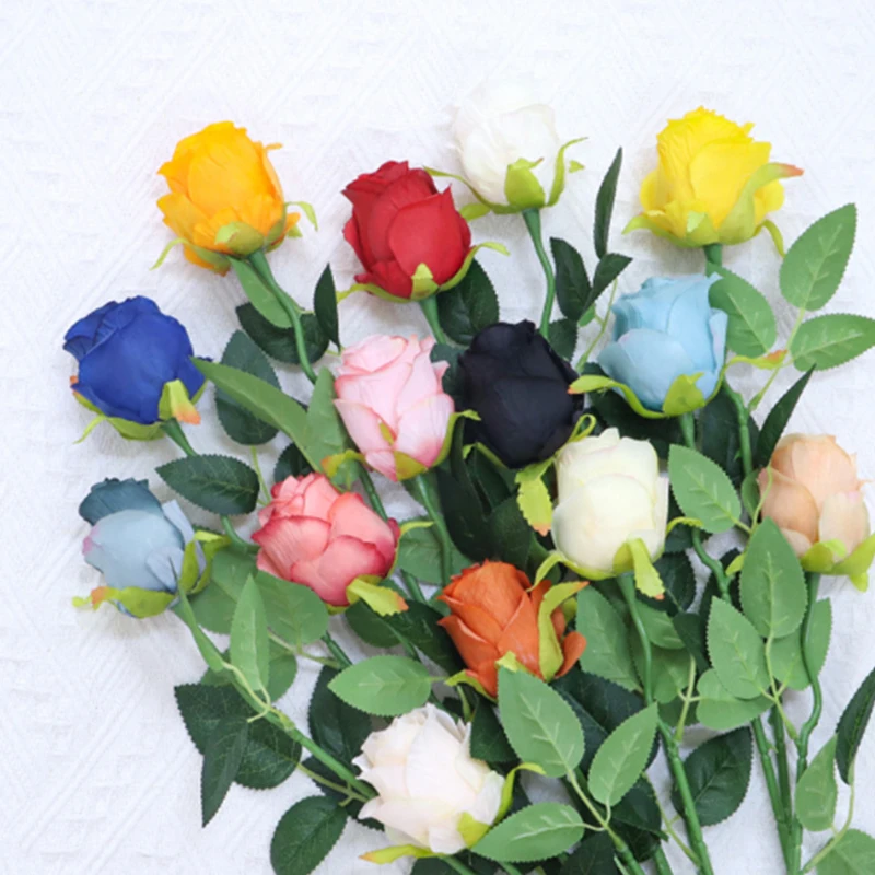 Flores artificiales rosas de imitación hechas a mano para decoración del hogar, flores de seda, sala de estar, jarrón de Navidad
