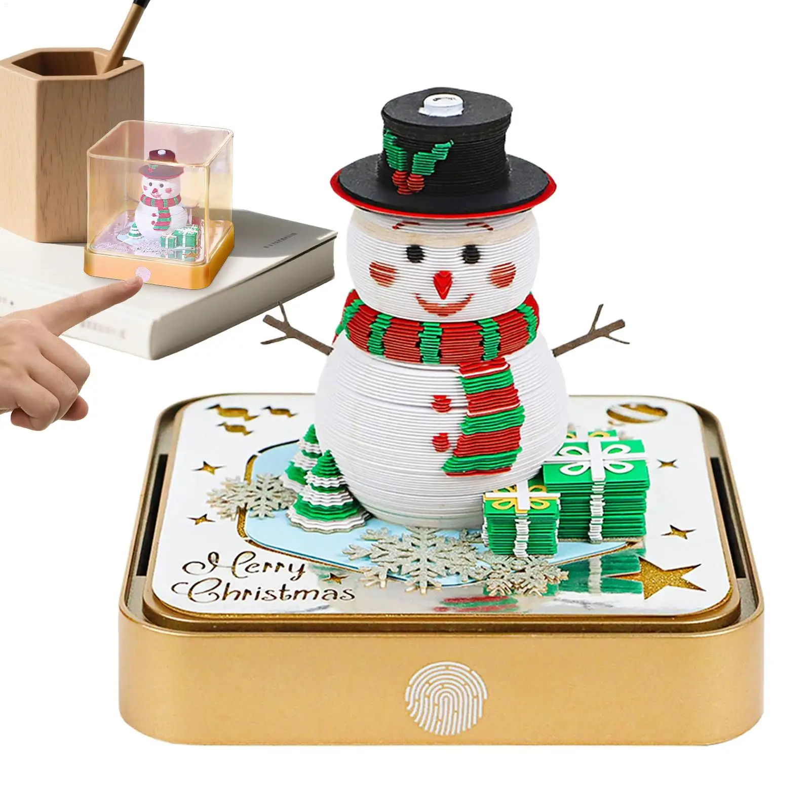 

3D-календарь 2026 Блокнот с резьбой по бумаге Календарь снеговика 2026 Забавный блокнот Украшение для рождественского учебы на рабочем месте Книжная полка